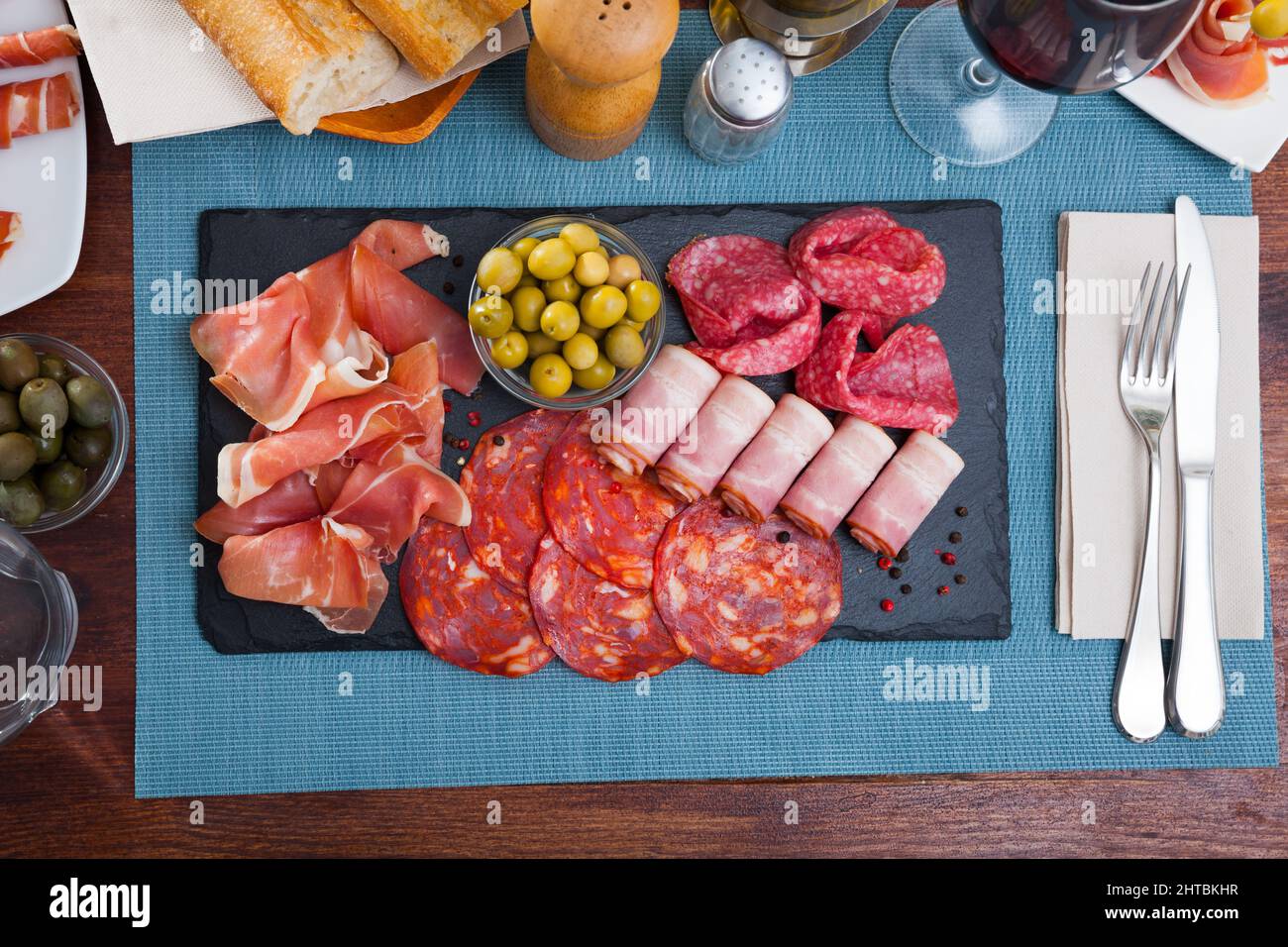 Spanish meat antipasto platter Stock Photo Alamy