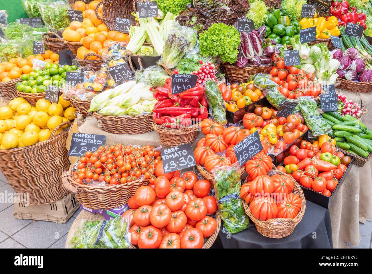 Fresh vegetables at a London market Stock Photo Alamy