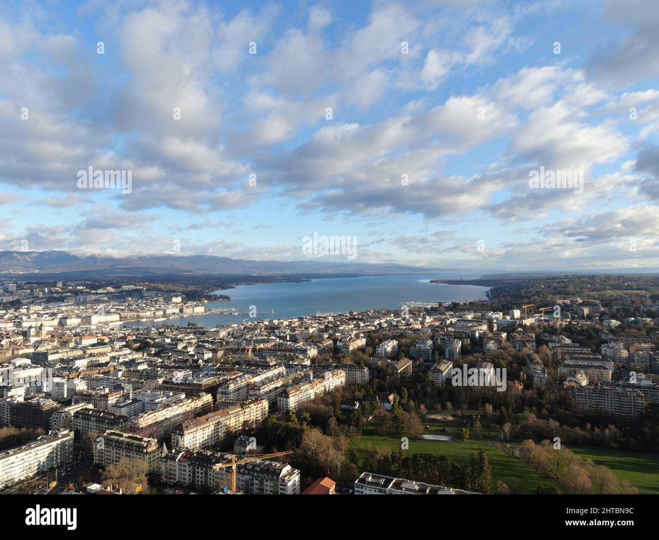 A beautiful view of an upscale neighborhood Champel in the city Geneva in Switzerland Stock Photo