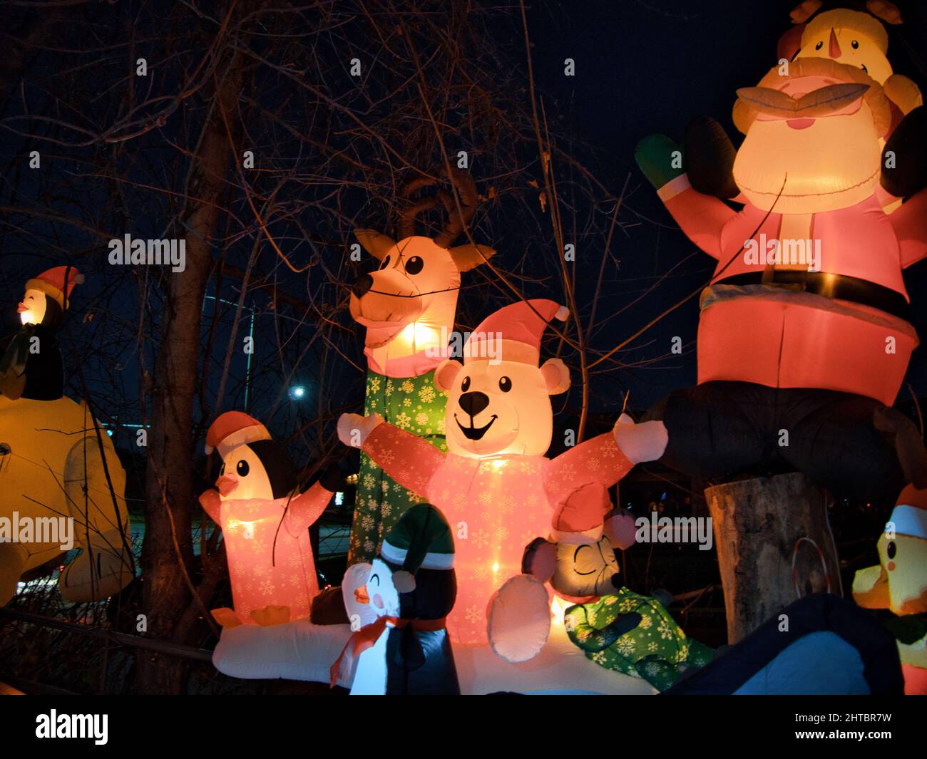 Animal inflatables at the Paulie's Penguin Playground fundraiser in Olathe, Kansas Stock Photo