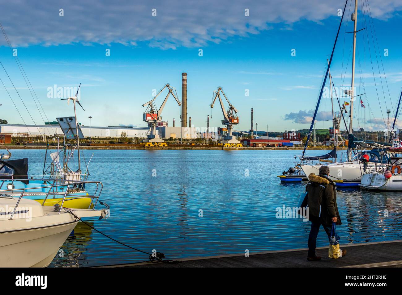 Closeup of a Harbor in the city of Aviles, Asturias, Spain Stock Photo