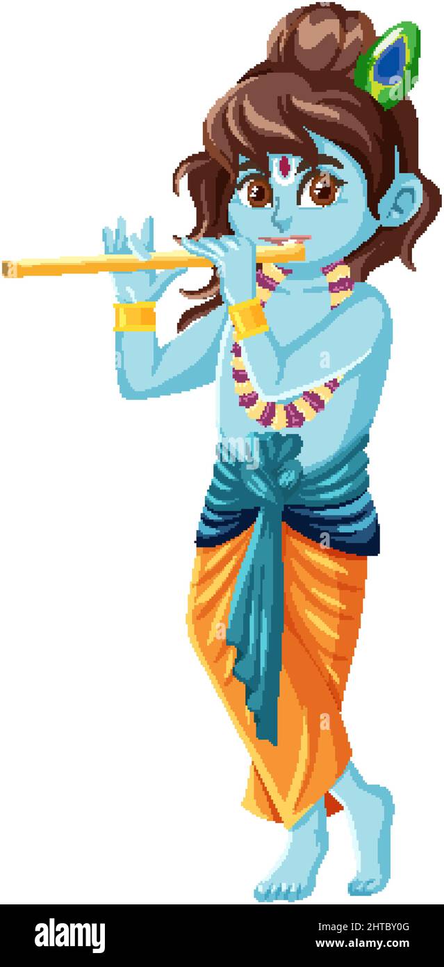 Indian god playing flute illustration Stock Vector Image & Art Alamy