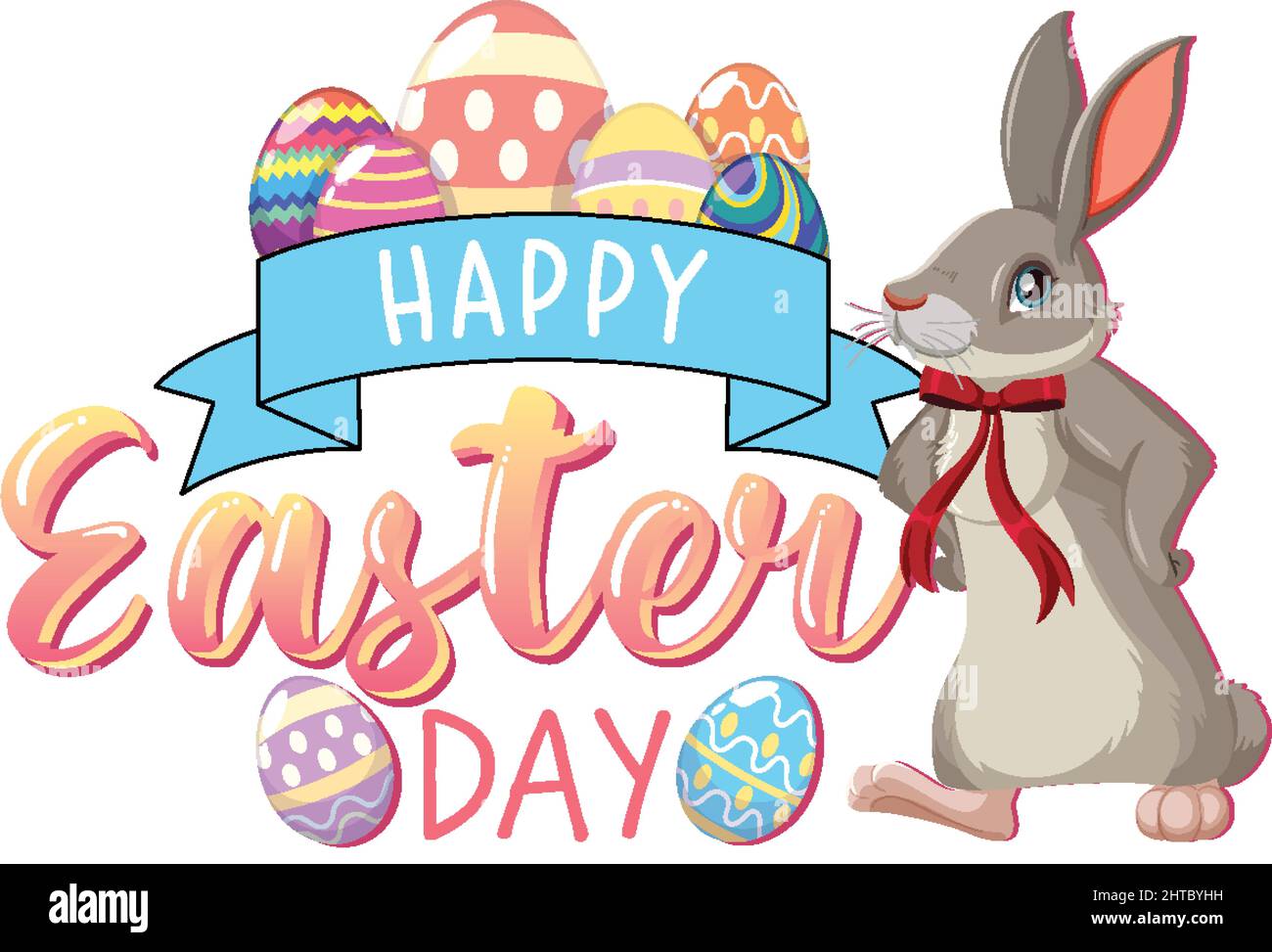 Happy Easter design with bunny and eggs illustration Stock Vector Image ...