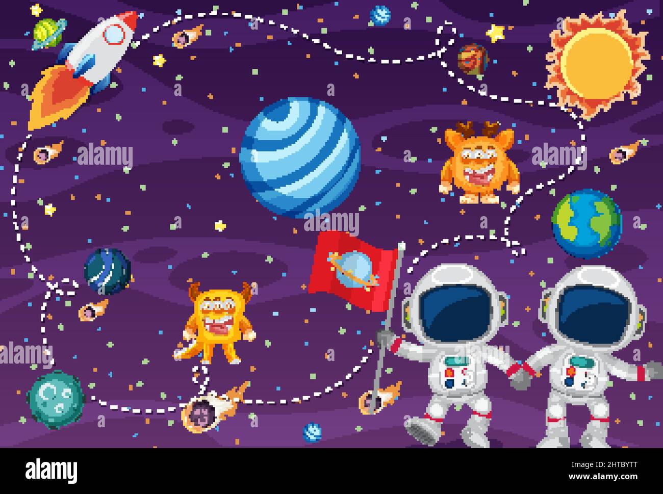 Astronaut exploring the space illustration Stock Vector Image & Art - Alamy