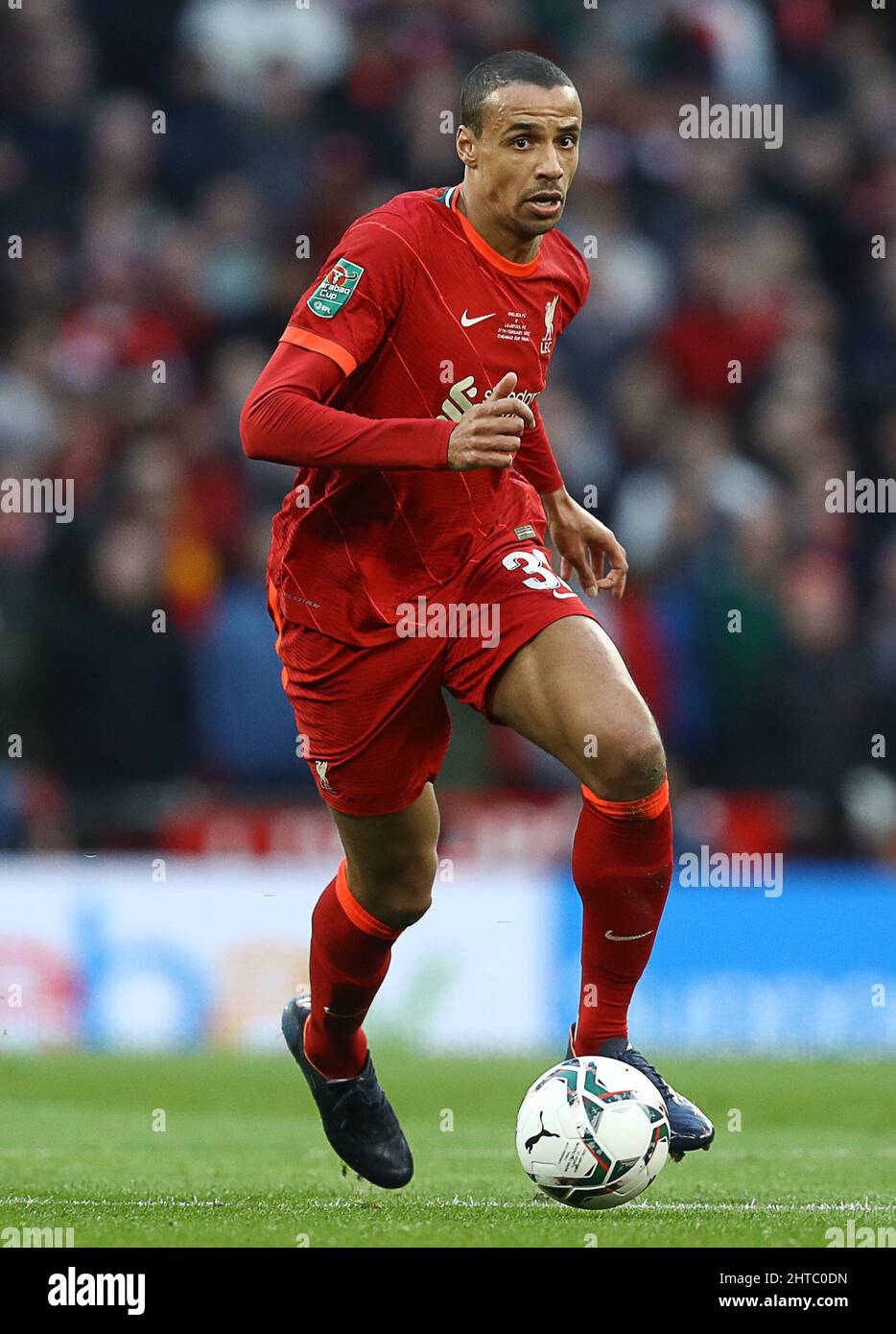 London, England, 27th February 2022. Joel Matip of Liverpool during the Carabao Cup match at Wembley Stadium, London. Picture credit should read: Paul Terry / Sportimage Credit: Sportimage/Alamy Live News Stock Photo