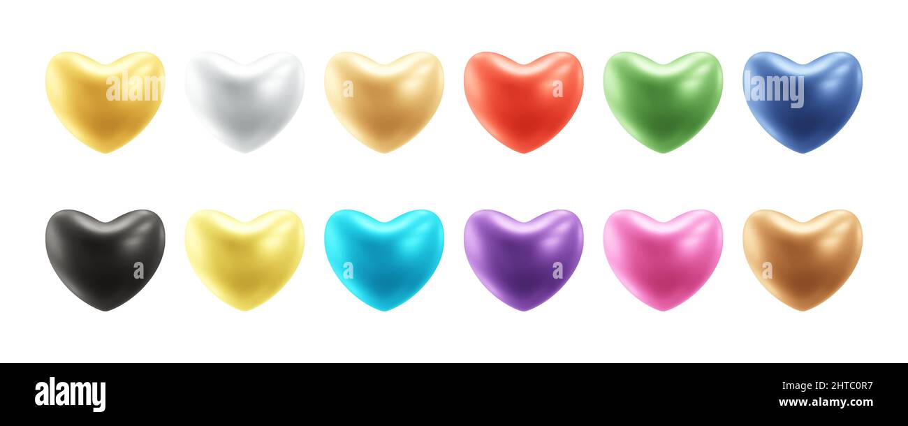Realistic heart collection 3d vector illustration Stock Vector Image ...
