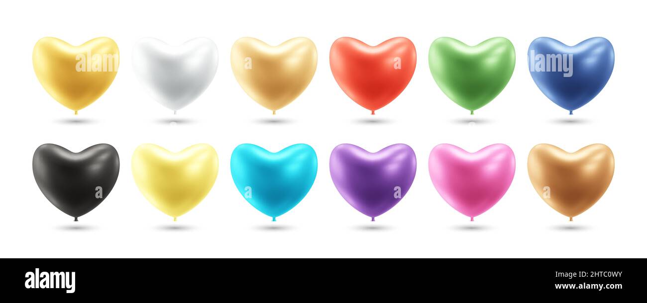 Heart balloons collection realistic 3d vector illustration Stock Vector ...