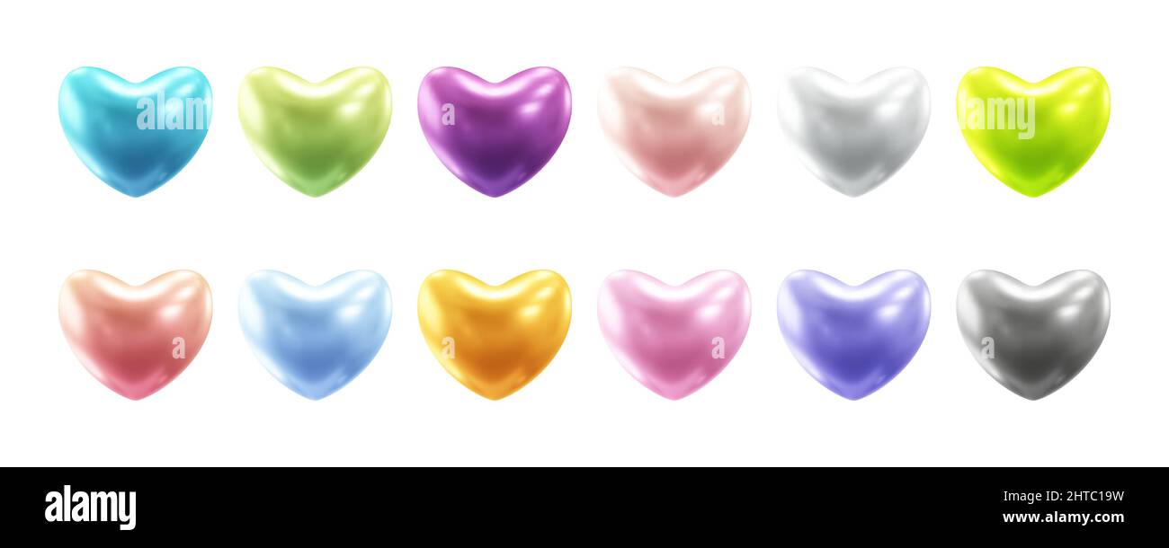 Realistic heart collection 3d vector illustration Stock Vector Image ...