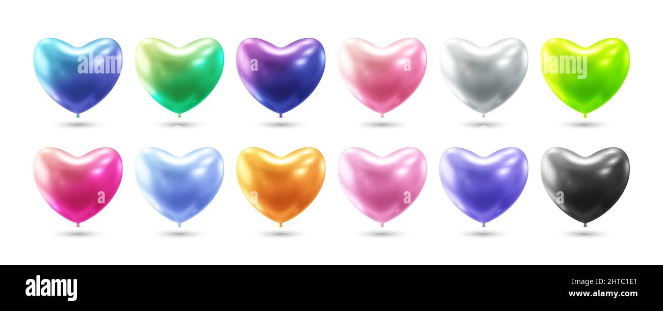 Heart balloons collection realistic 3d vector illustration Stock Vector ...