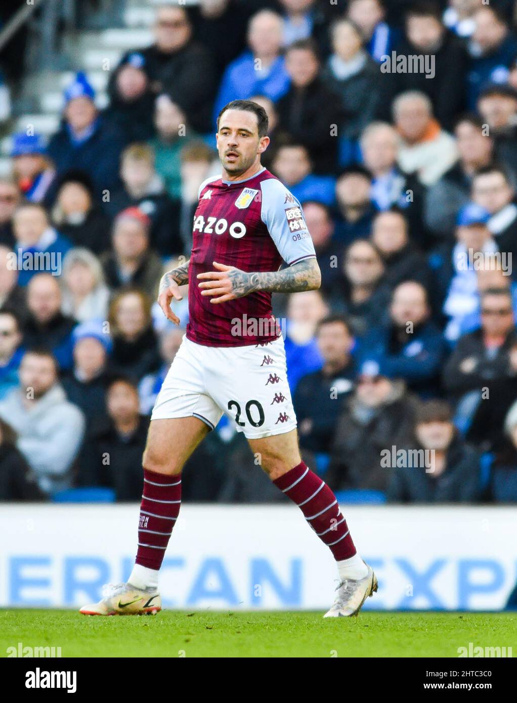 Danny Ings of Aston Villa during the Premier League match between Brighton and Hove Albion and Aston Villa at the American Express Stadium  , Brighton , UK - 26th February 2022 - Editorial use only. No merchandising. For Football images FA and Premier League restrictions apply inc. no internet/mobile usage without FAPL license - for details contact Football Dataco Stock Photo