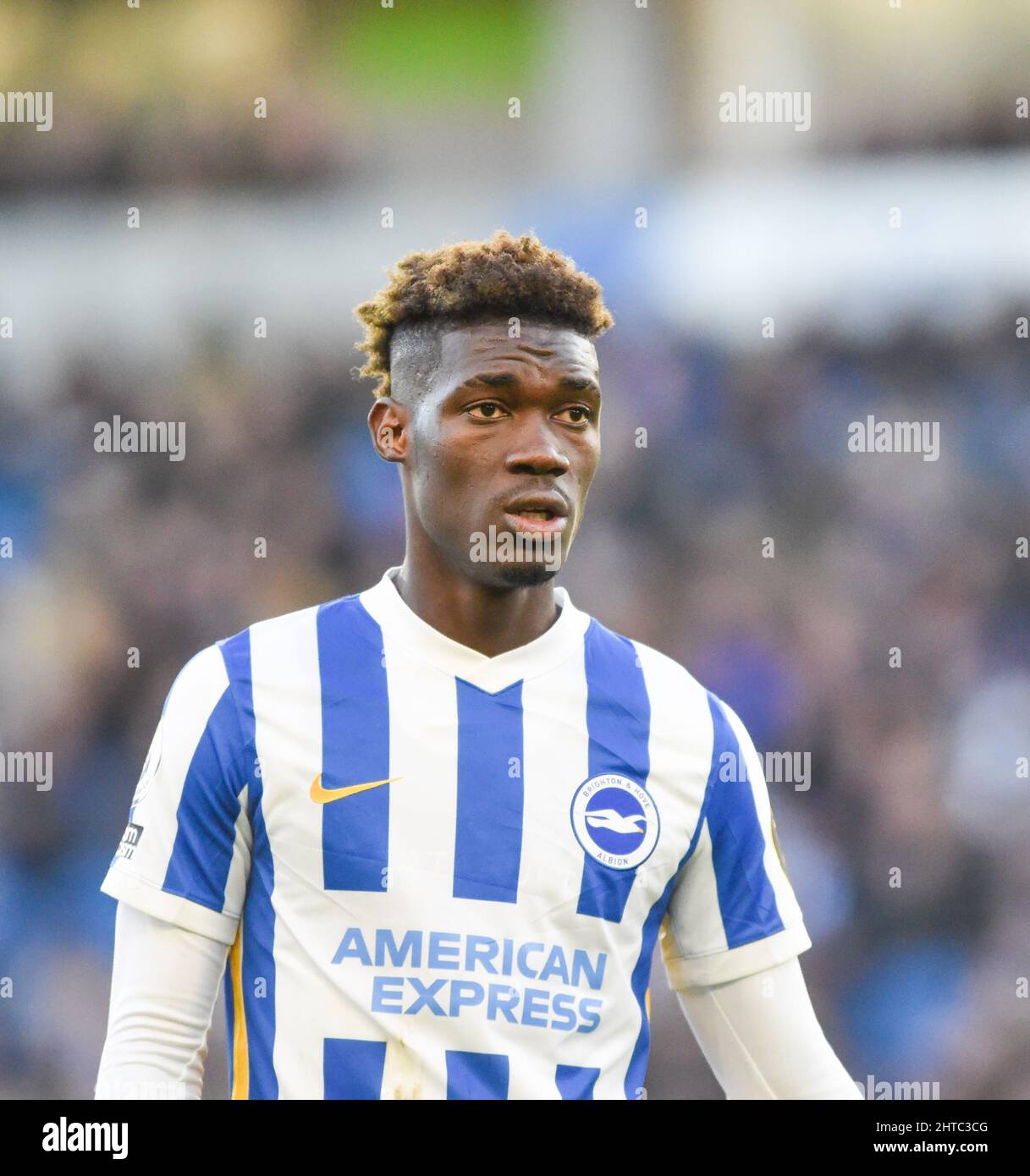 Yves Bissouma of Brighton during the Premier League match between Brighton and Hove Albion and Aston Villa at the American Express Stadium  , Brighton , UK - 26th February 2022 -  Photo Simon Dack/Telephoto Images. Editorial use only. No merchandising. For Football images FA and Premier League restrictions apply inc. no internet/mobile usage without FAPL license - for details contact Football Dataco Stock Photo