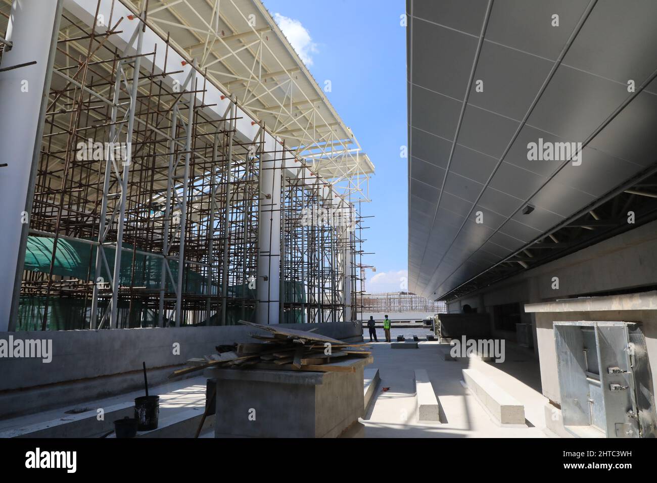Nairobi. 1st Sep, 2021. Photo taken on Sept. 1, 2021 shows the construction site of the expansion project of Robert Gabriel Mugabe International Airport in Harare, Zimbabwe. Credit: Wanda/Xinhua/Alamy Live News Stock Photo