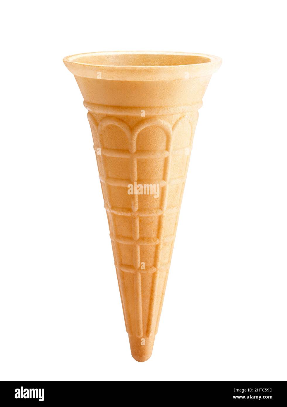 Single wafer cone / empty ice cream cone isolated on white background Stock Photo
