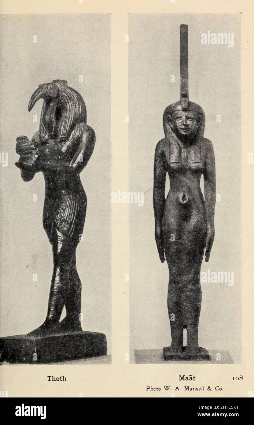 Thoth and Ma'at From the book '  Myths and legends : ancient Egypt ' by Lewis Spence, Published Boston : D.D. Nickerson 1910 Stock Photo
