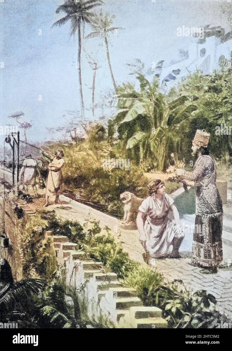 Machine Colorized The Hanging Gardens of Babylon by M. Dovaston, R.B.A. From the book '  Myths and legends of Babylonia & Assyria ' by Lewis Spence,  Published London : Harrap 1916 Stock Photo