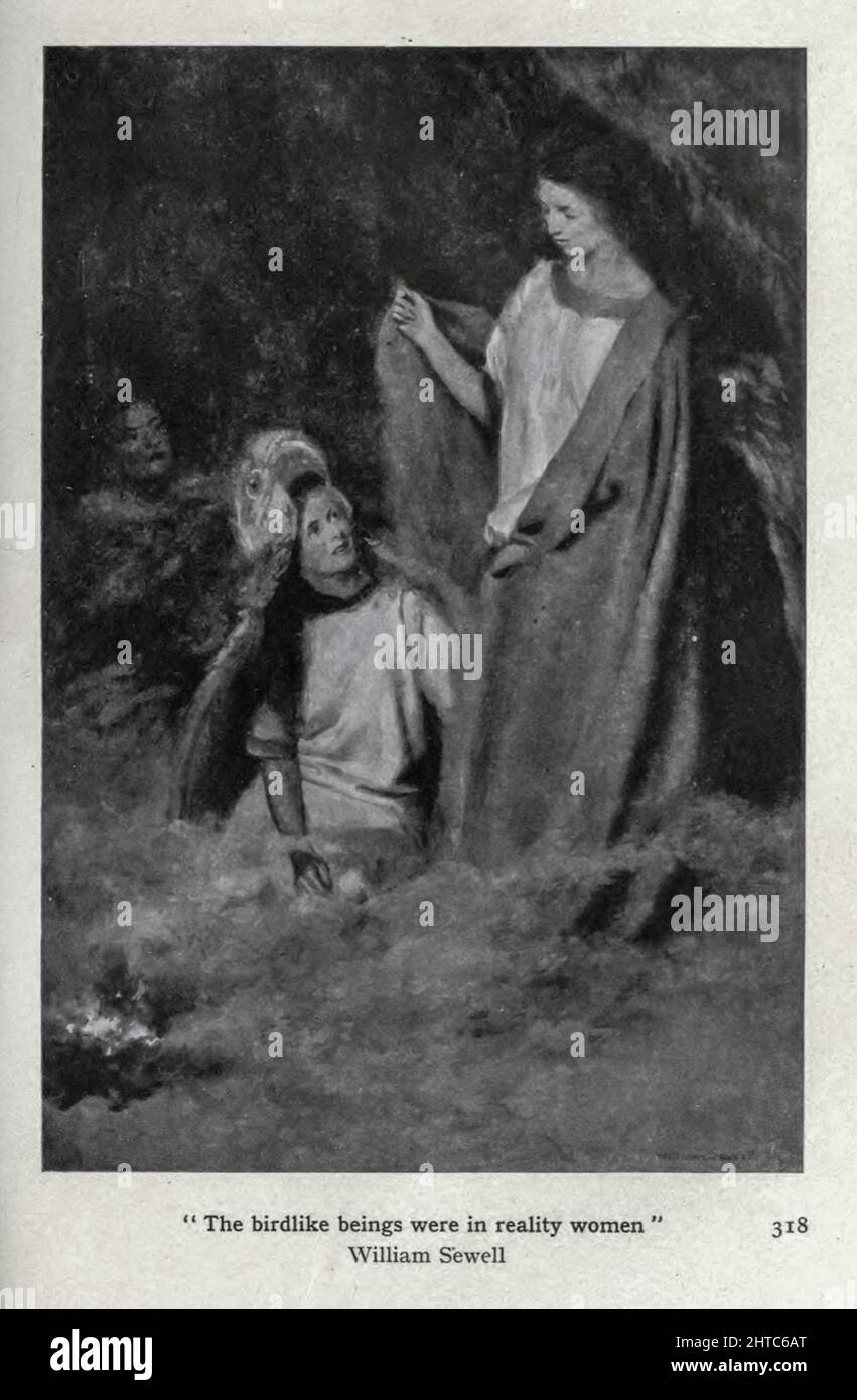 The birdlike beings were in reality women by William Sewll from the book ' Myths and Legends Mexico and Peru ' by Lewis Spence, Publisher Boston : David D. Nickerson 1913 Stock Photo