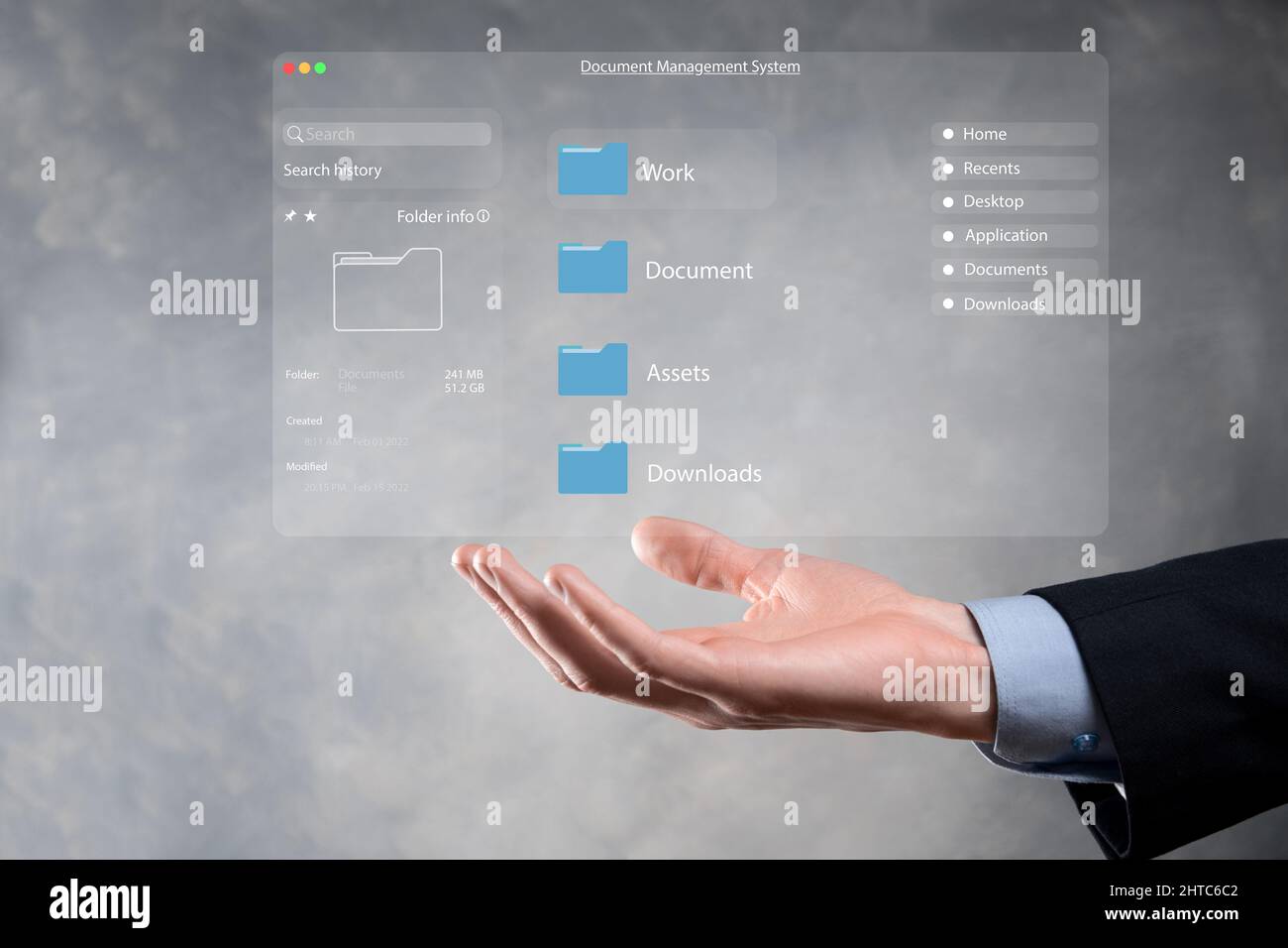 Document management concept. Virtual screen icons Document Management ...