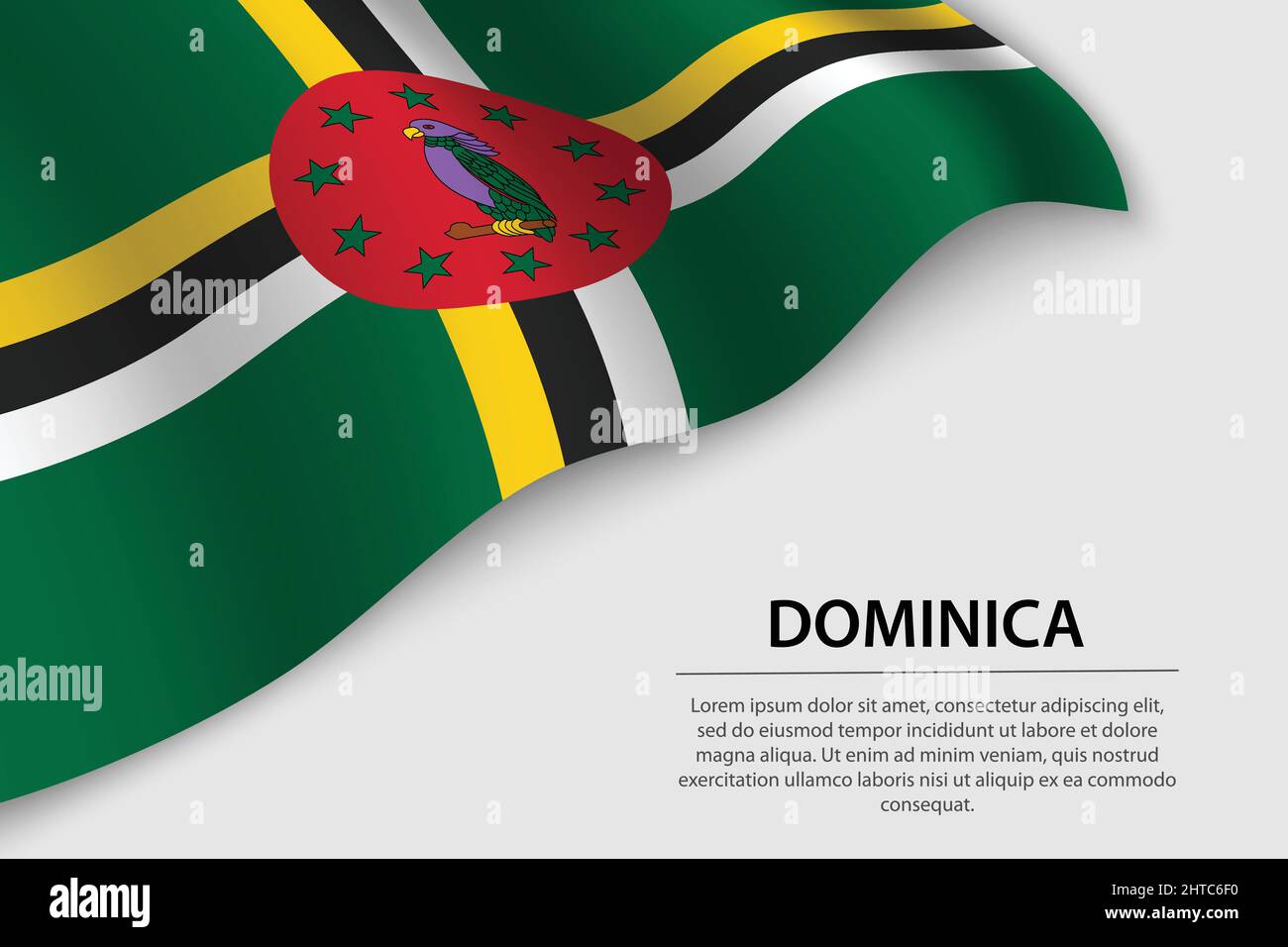 Wave flag of Dominica on white background. Banner or ribbon vector ...