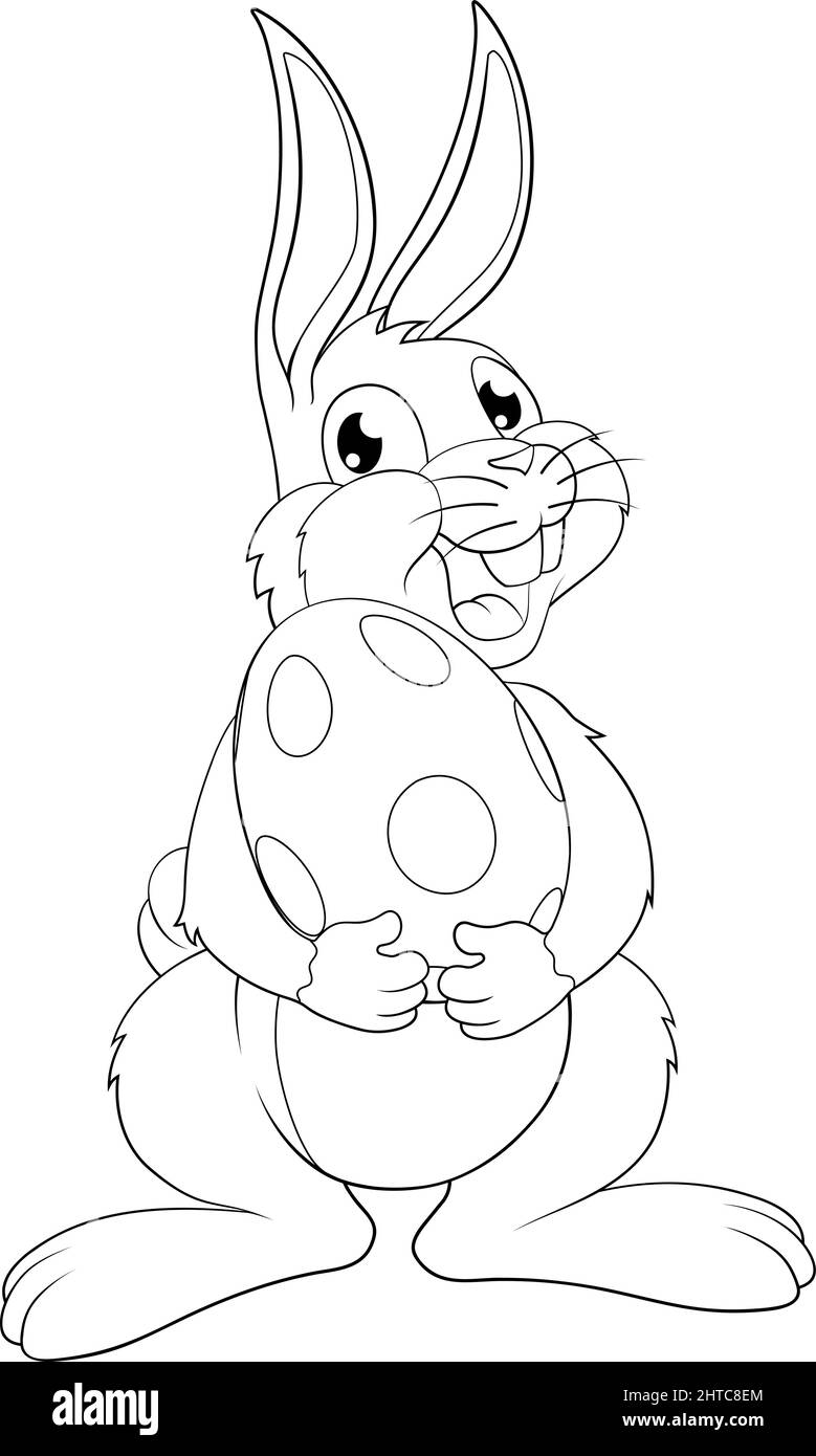 Easter Bunny Cartoon Rabbit With Giant Egg Stock Vector