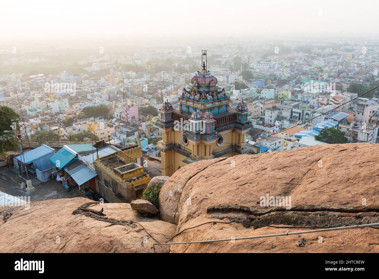Trichy, India - January 2022: View of the city from the Rock Fort Temple Stock Photo