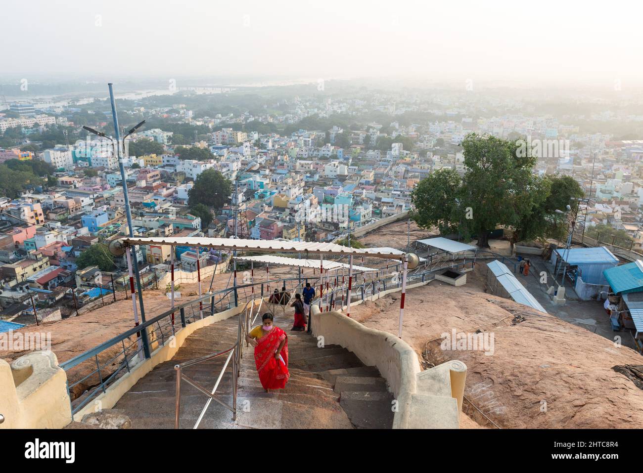 Trichy, India - January 2022: View of the city from the Rock Fort Temple Stock Photo