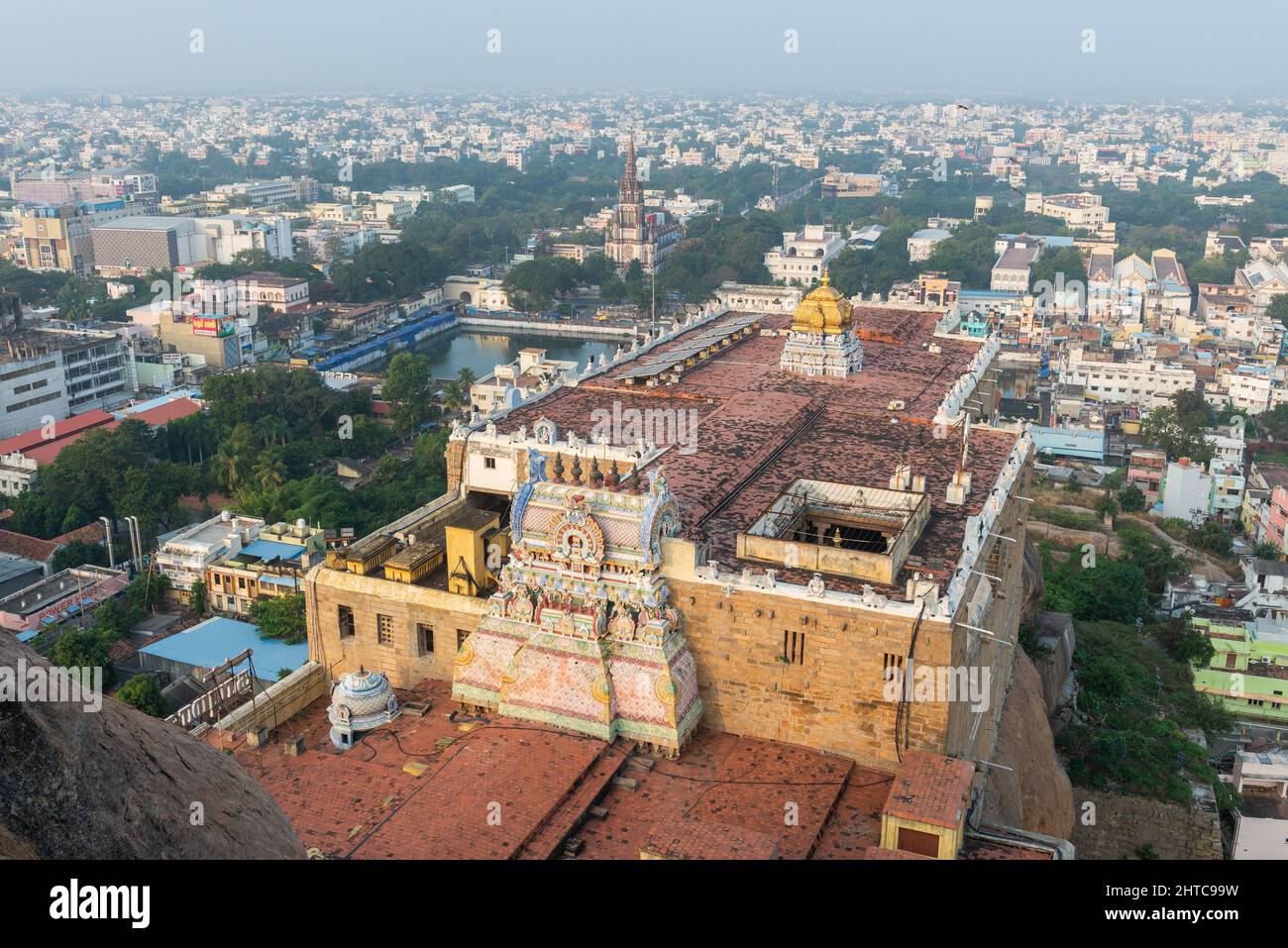 Trichy, India - January 2022: View of the city from the Rock Fort Temple Stock Photo