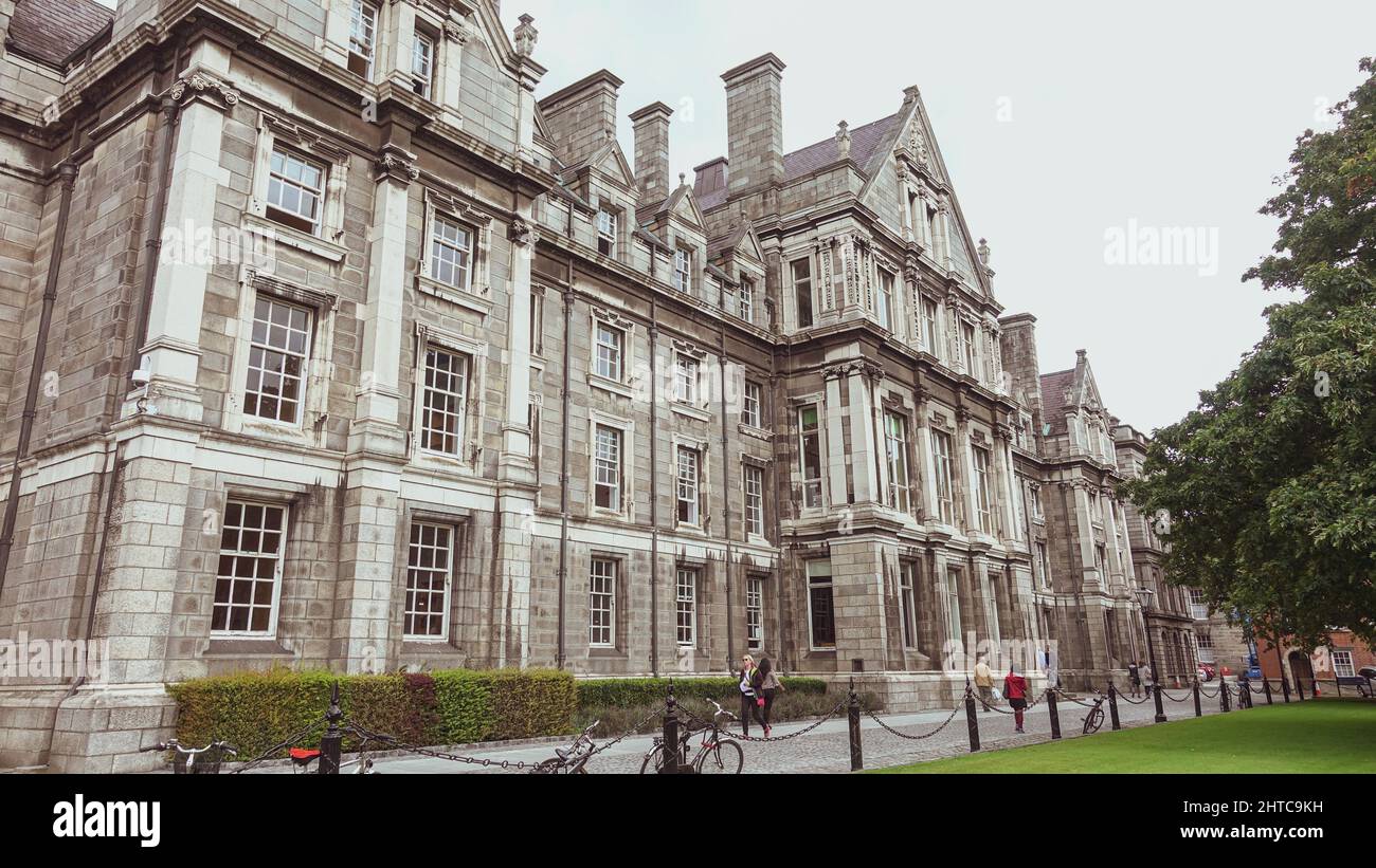 Exterior of the home of the Book of Kells, Trinity College Dublin Stock