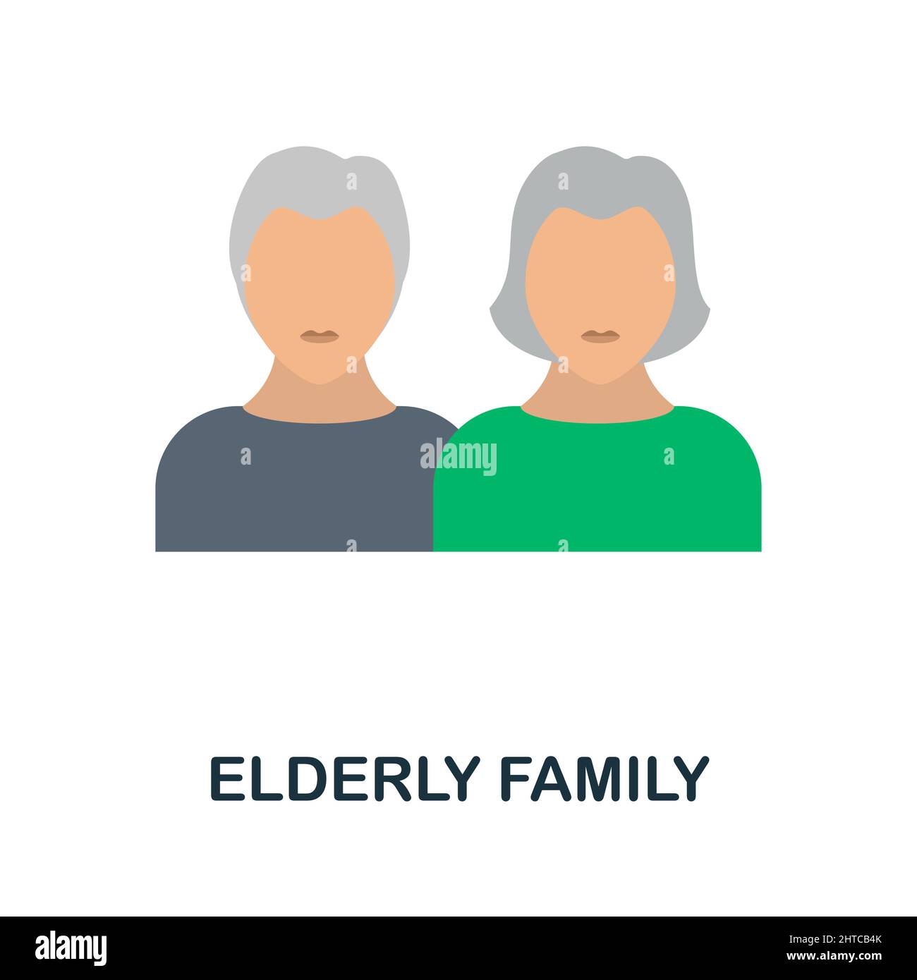 Elderly Family flat icon. Colored element sign from family collection ...