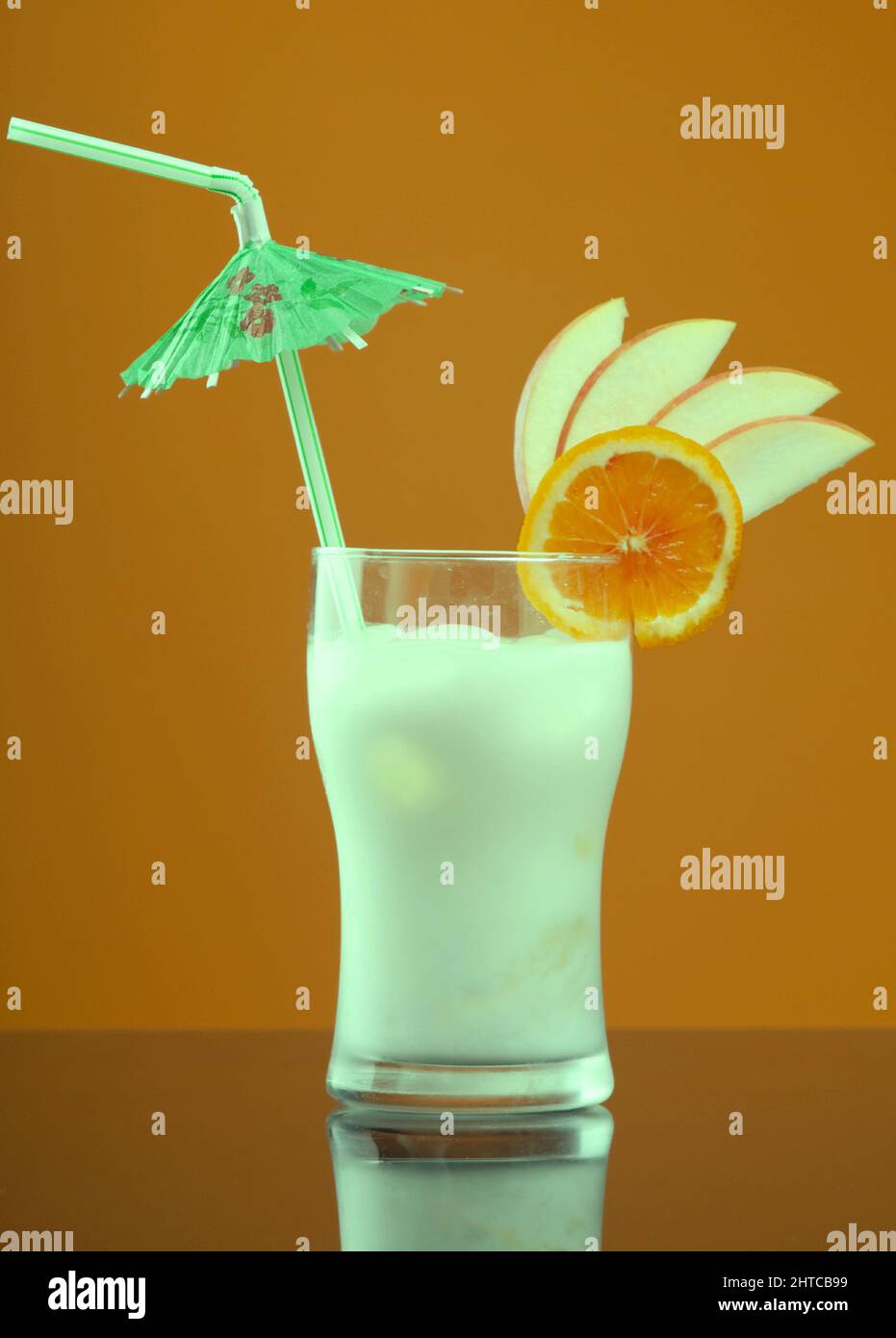 Pina Colada Cocktail with Cream, Pineapple Juice and Rum Stock Photo