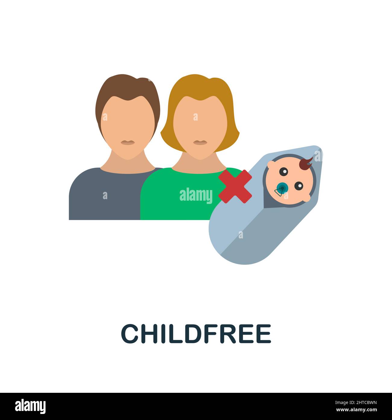 Childfree flat icon. Colored element sign from family collection. Flat ...