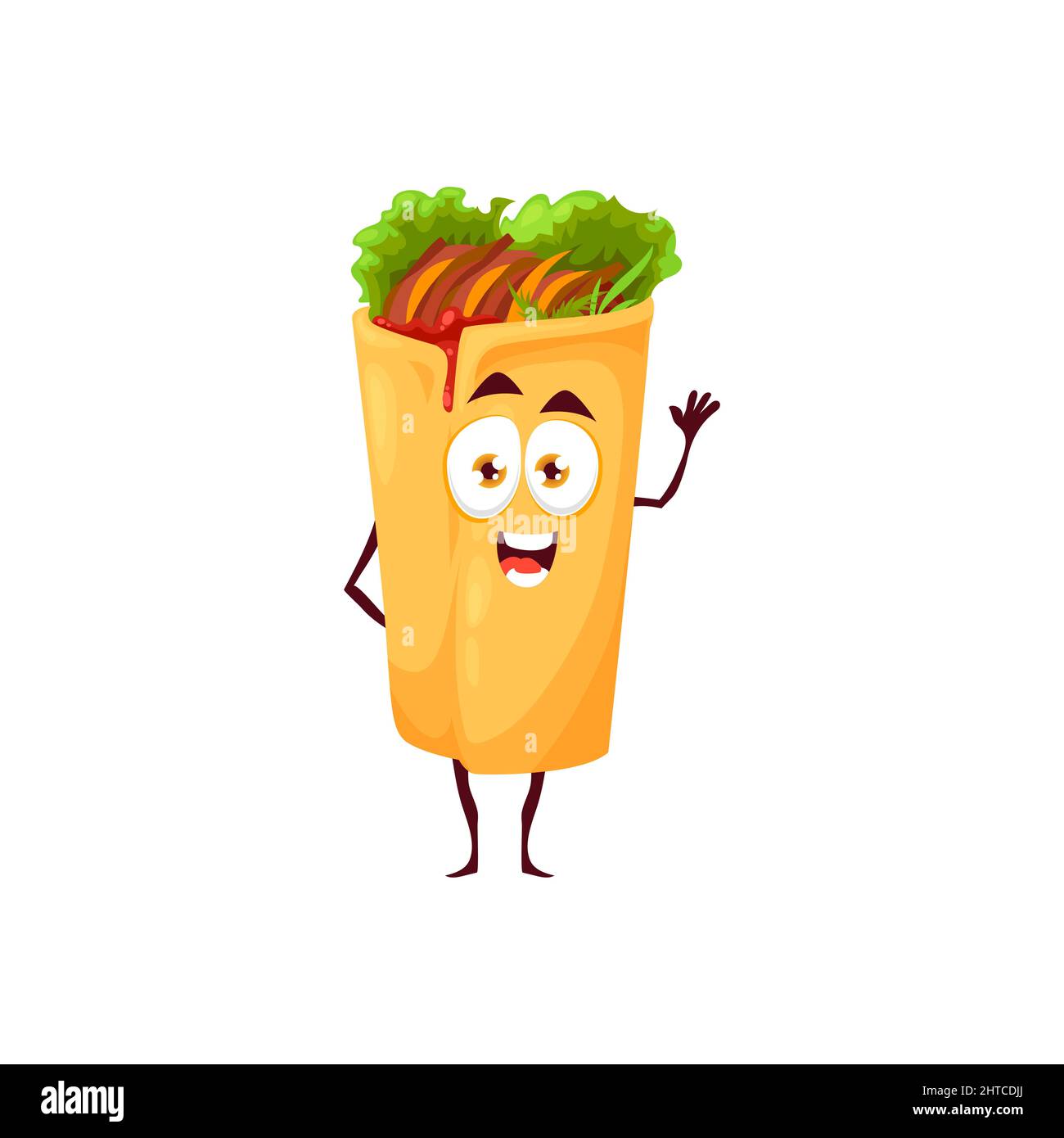 Cartoon shawarma character, fast food for kids, vector cute yummy roll.  Shawarma fastfood with smile on face, happy character for restaurant kids  menu Stock Vector Image & Art - Alamy