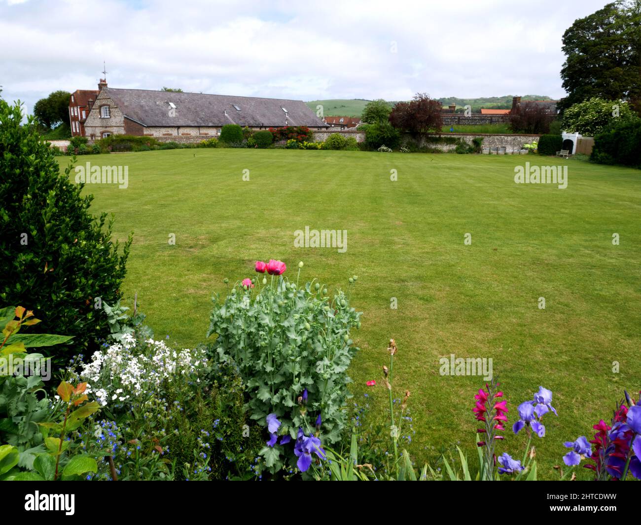 Castle Bowling Green Lewes, West Sussex. Former castle tiltyard, it has been a bowling green since 1640. Stock Photo