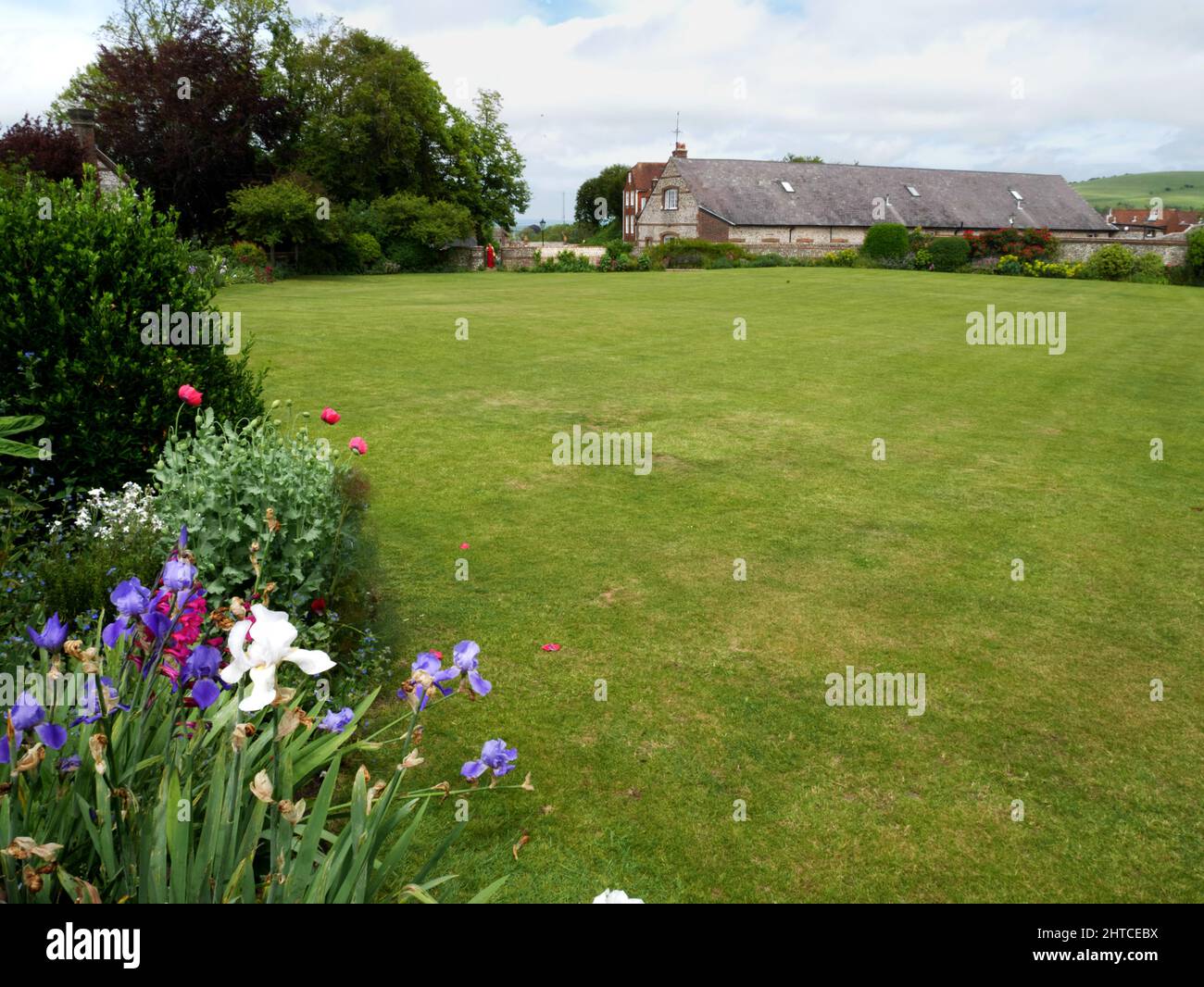 Castle Bowling Green Lewes, West Sussex. Former castle tiltyard, it has been a bowling green since 1640. Stock Photo