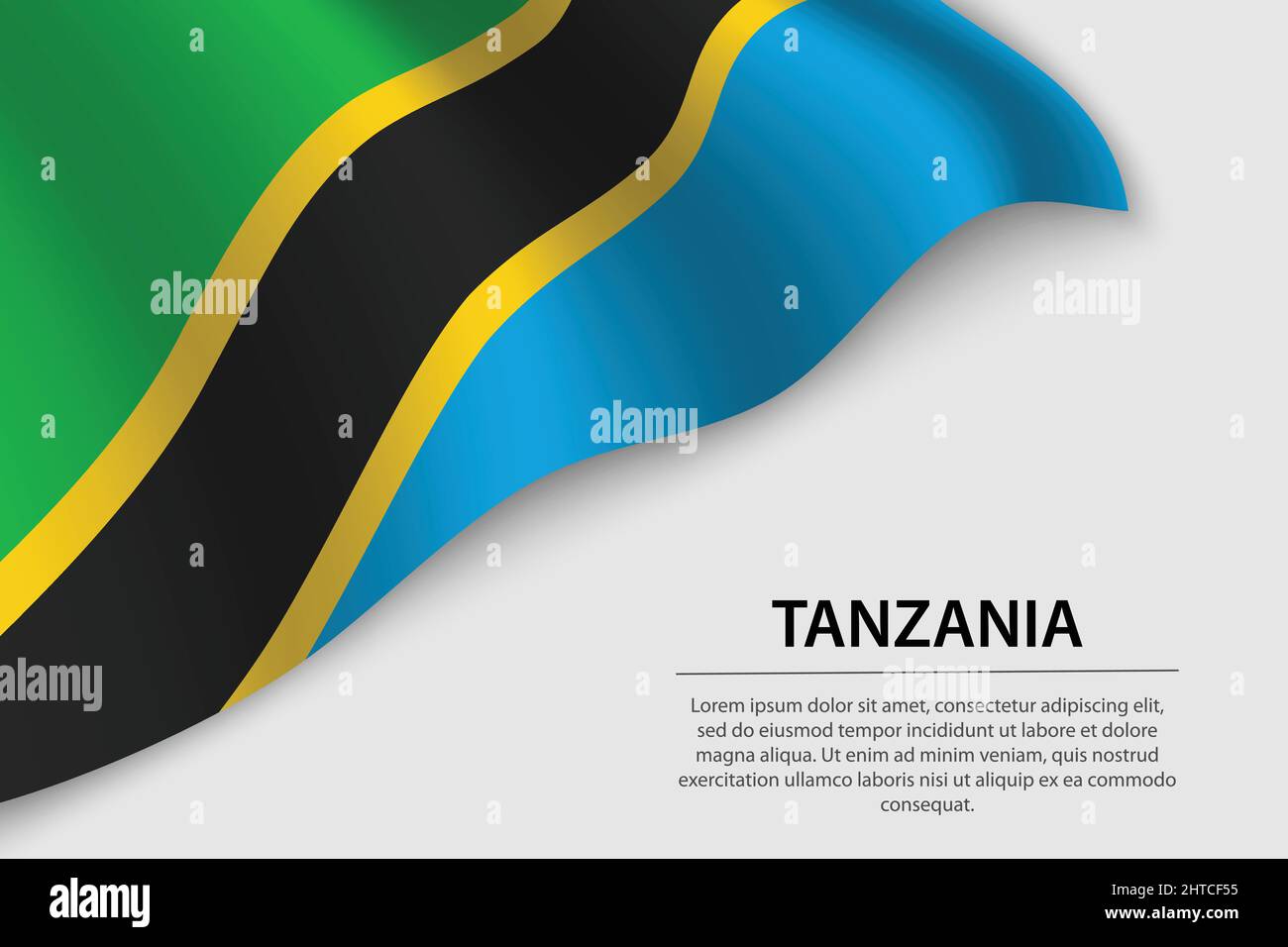 Wave flag of Tanzania on white background. Banner or ribbon vector ...
