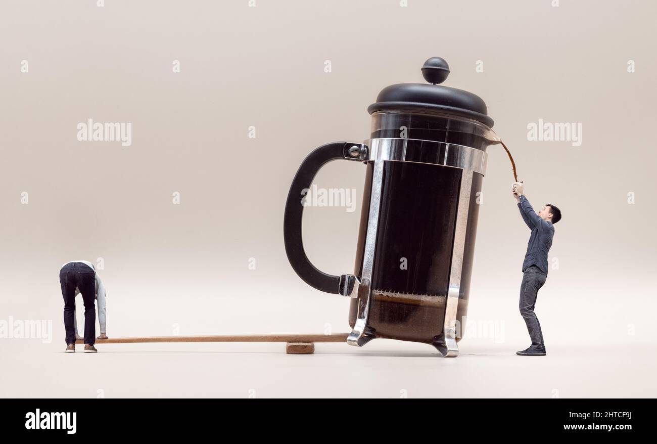 Extremely large french press coffee Stock Photo