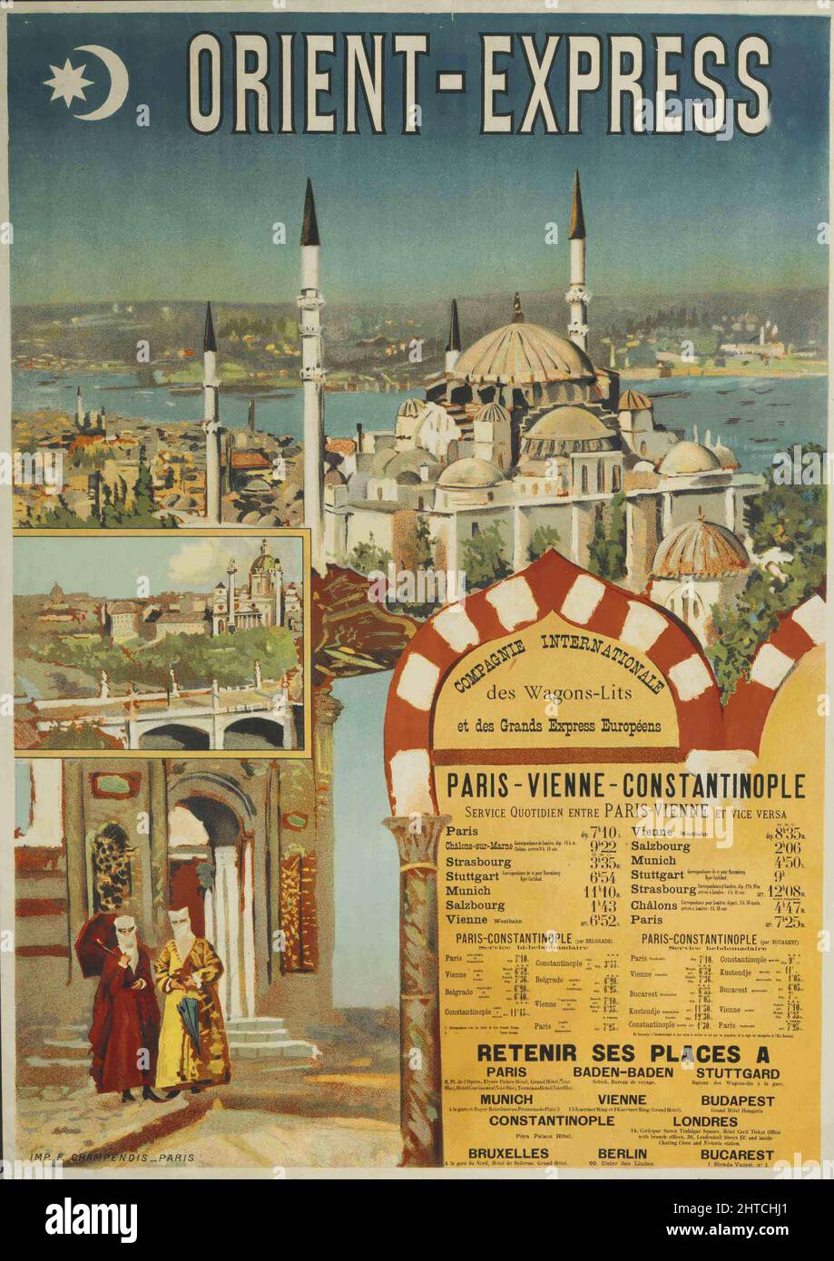 Poster advertising the Orient Express, 1891. Private Collection. Stock Photo