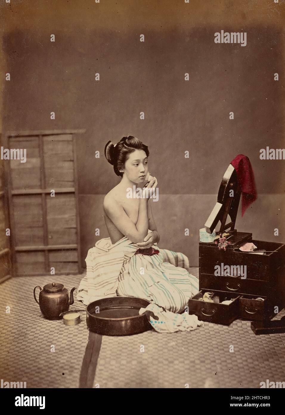 Japanese Toilet, c. 1890. Private Collection. Stock Photo