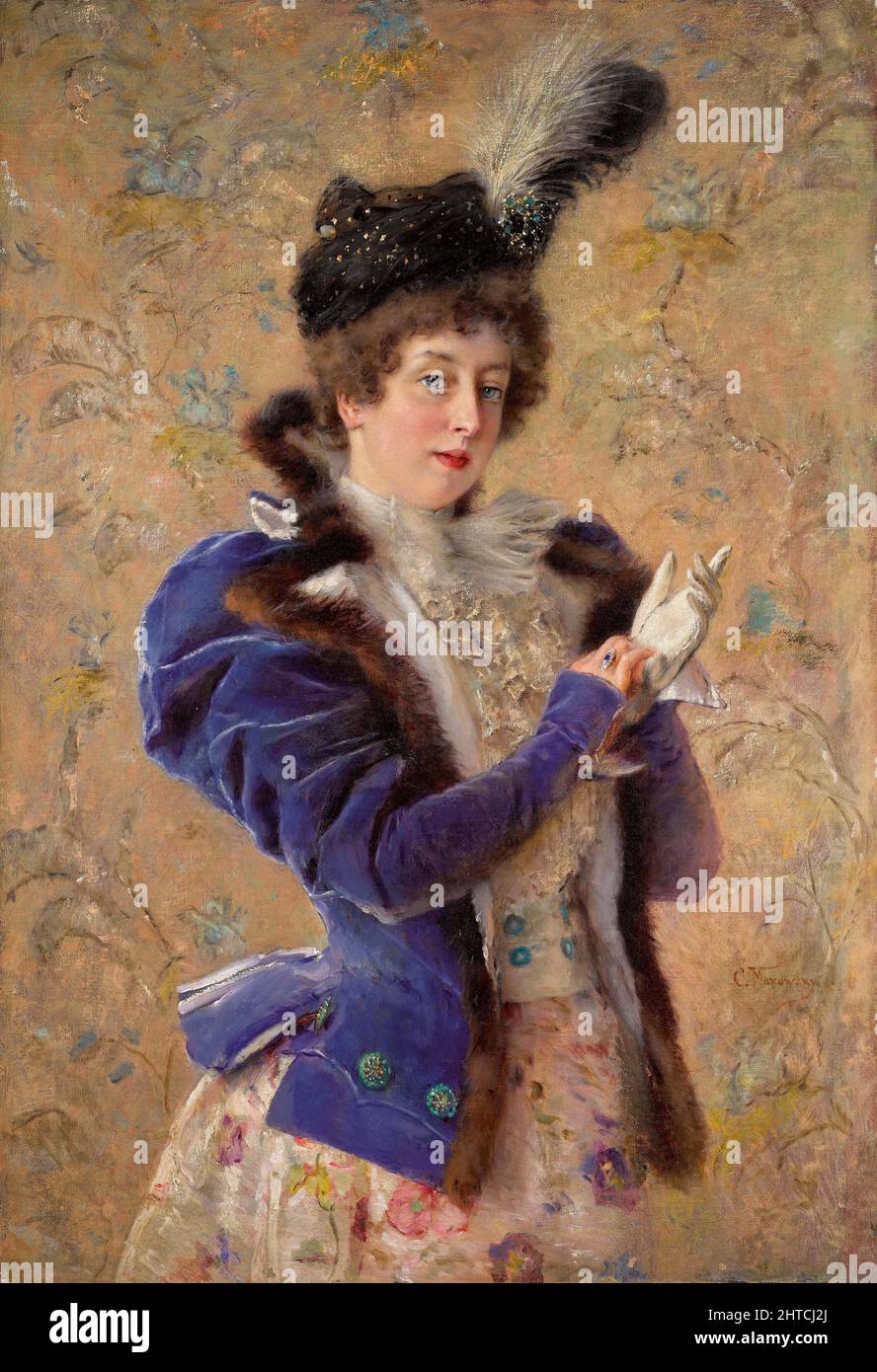 Portrait of the artist's wife, Maria Alexeevna Makovskaya (1869-1919). Private Collection. Stock Photo