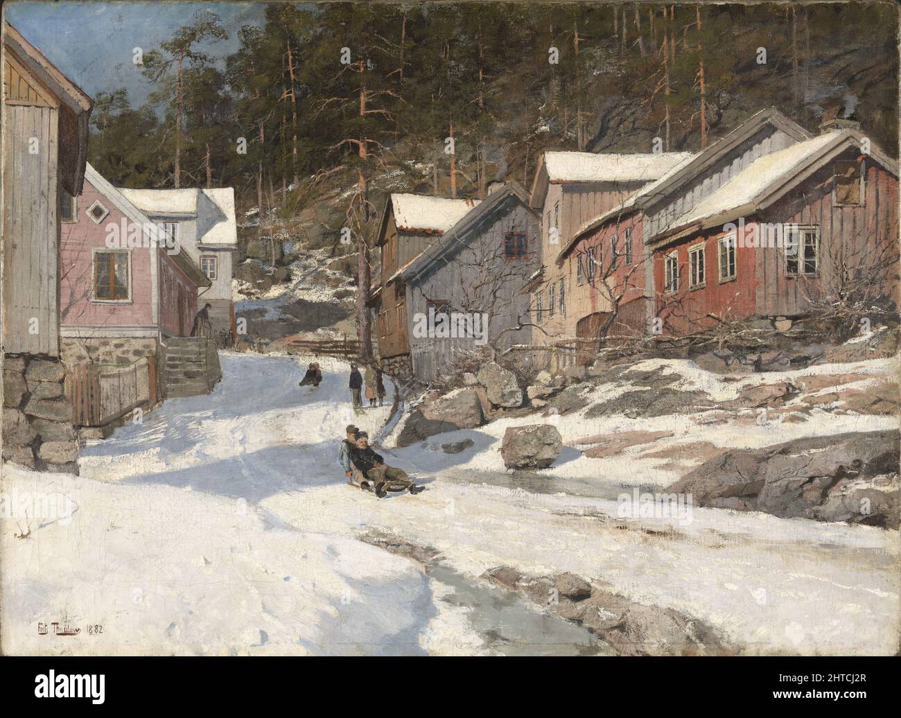 Street in Krager&#xf8;, 1882. Found in the Collection of the Nasjonalmuseet for Kunst, Arkitektur og Design, Oslo. Stock Photo