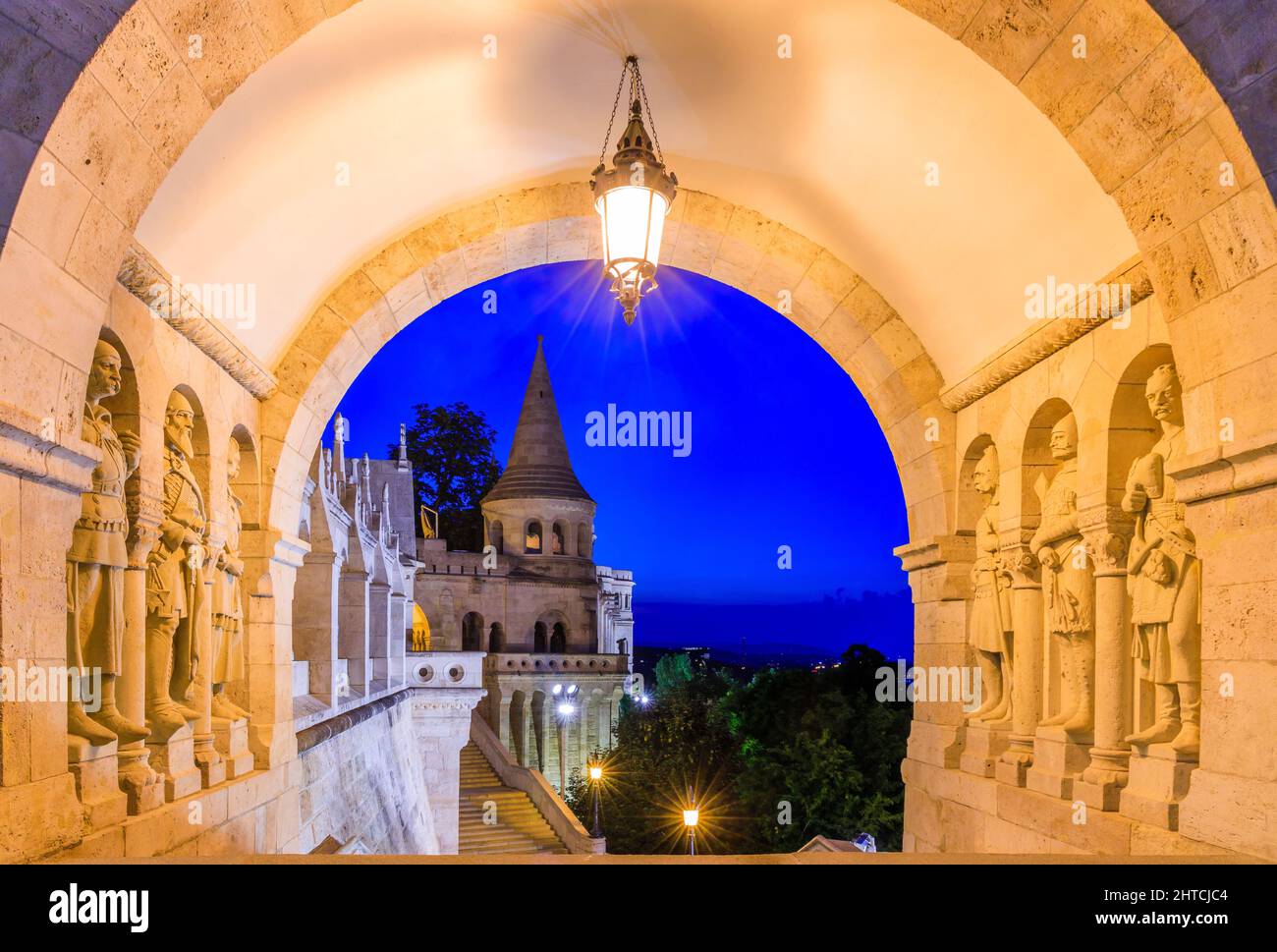 Budapest, Hungary. The south gate of the Fisherman's Bastion. Stock Photo