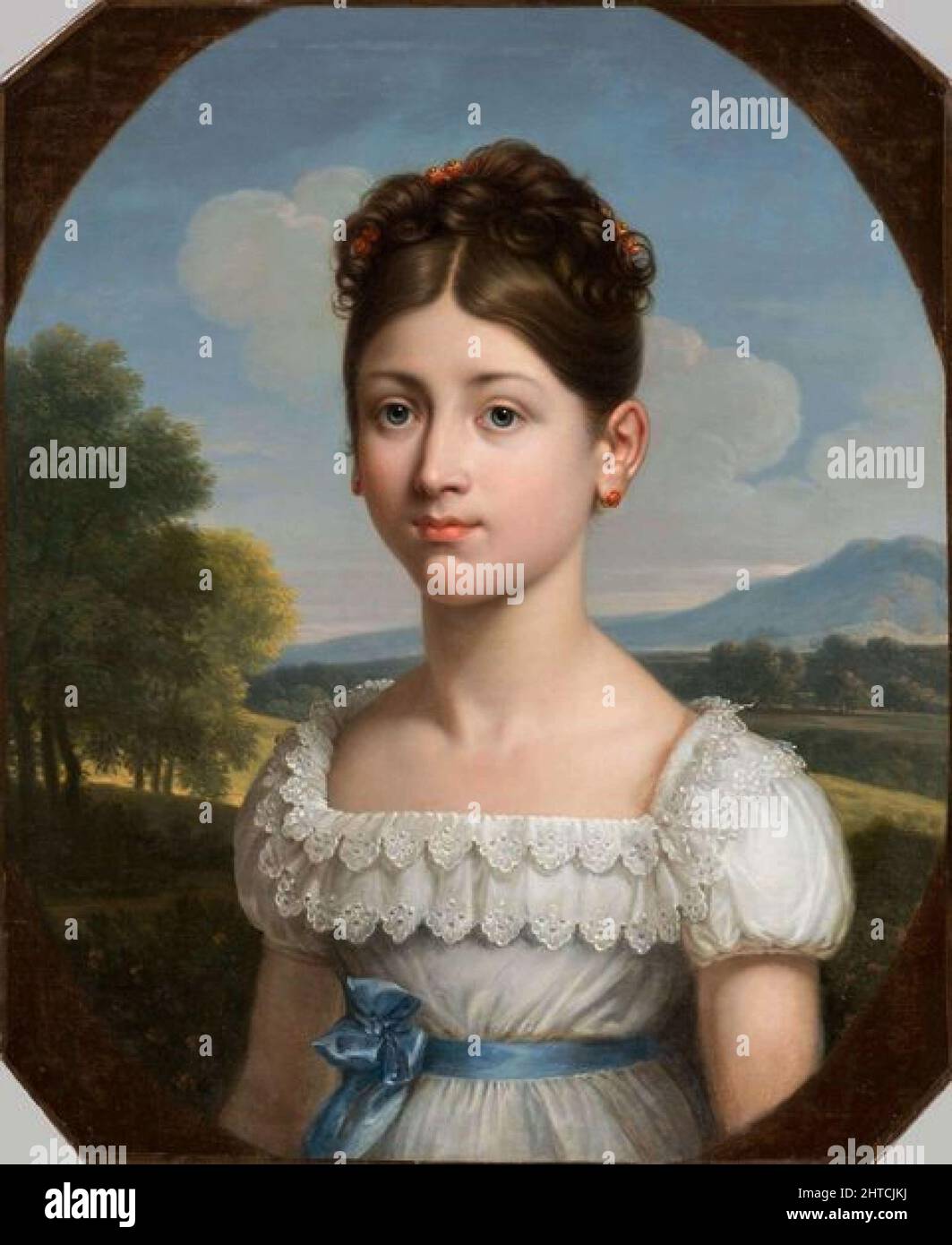 Portrait of Caroline Scitivaux (1800-1882), c. 1810. Found in the Collection of the Mus&#xe9;e Fabre, Montpellier. Stock Photo