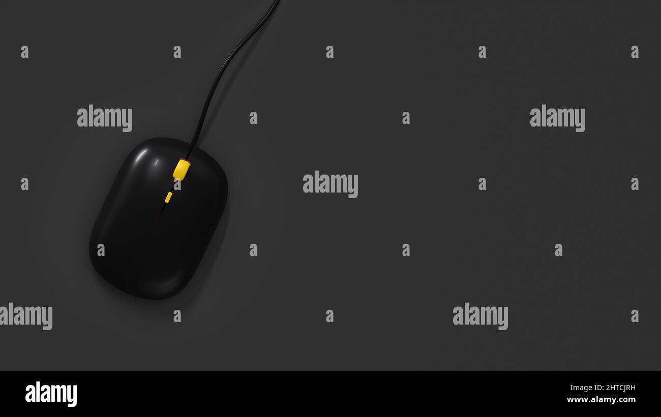 3D illustration of a typical computer mouse on a gray background with ...