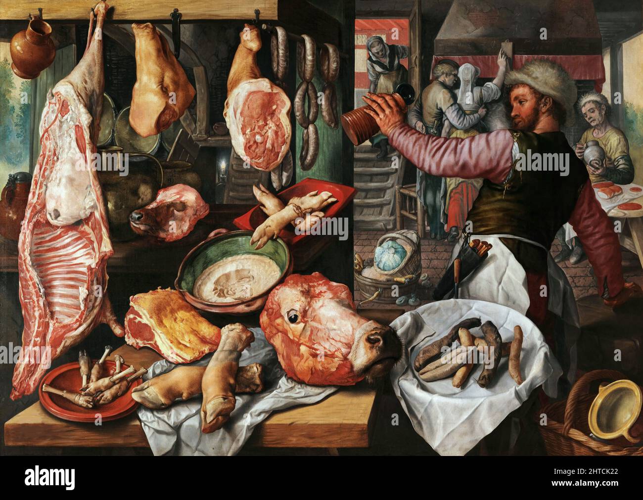 Butcher's Stall, 1568. Found in the Collection of the Museo di Capodimonte, Naples. Stock Photo
