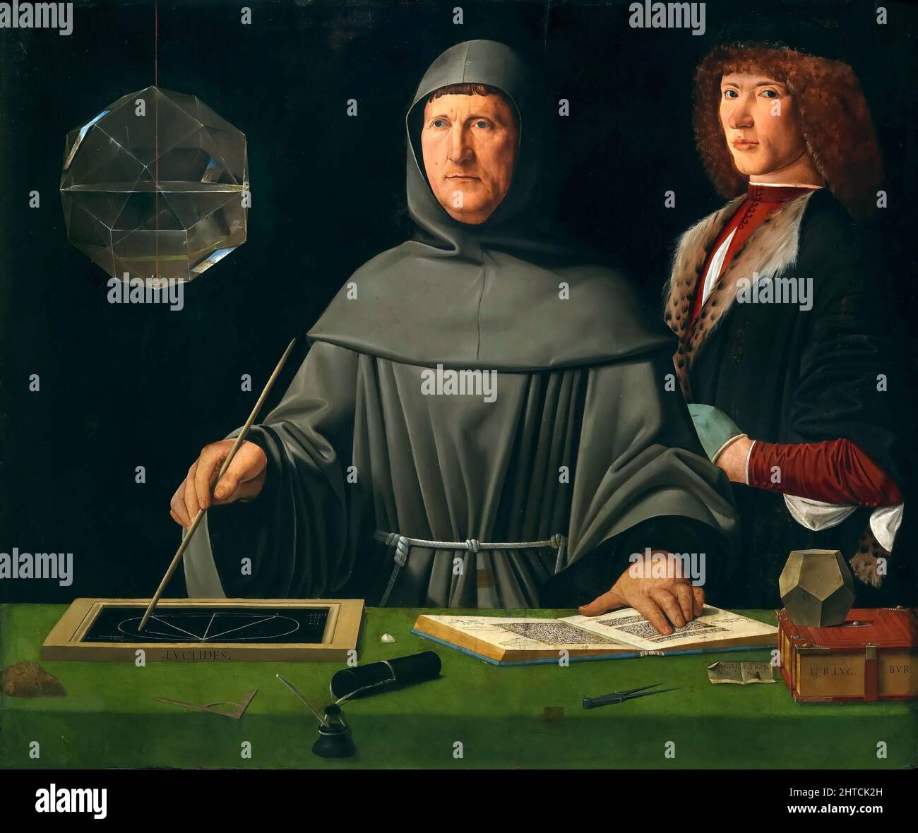 Portrait of Luca Pacioli (1445-1517) with a student, 1495. Found in the