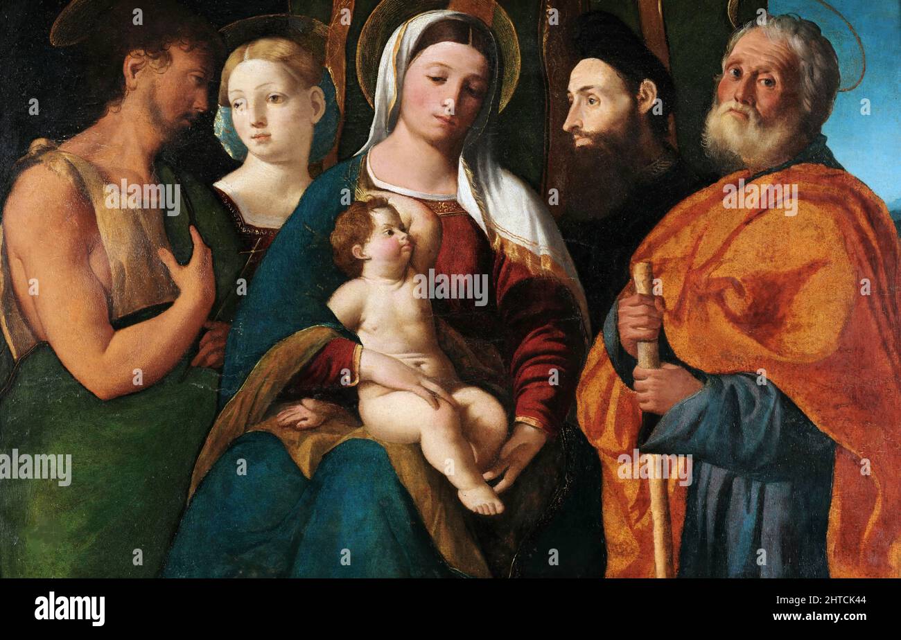 Sacra Conversazione, ca 1510-1520. Found in the Collection of the Museo di Capodimonte, Naples. Stock Photo