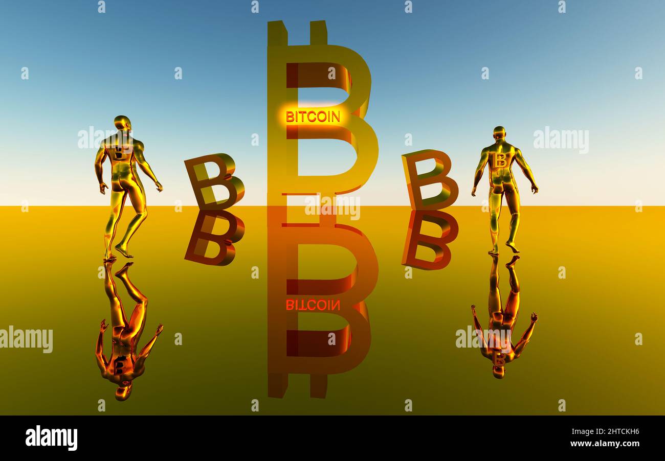 Bitcoins & Blockchains Stock Photo