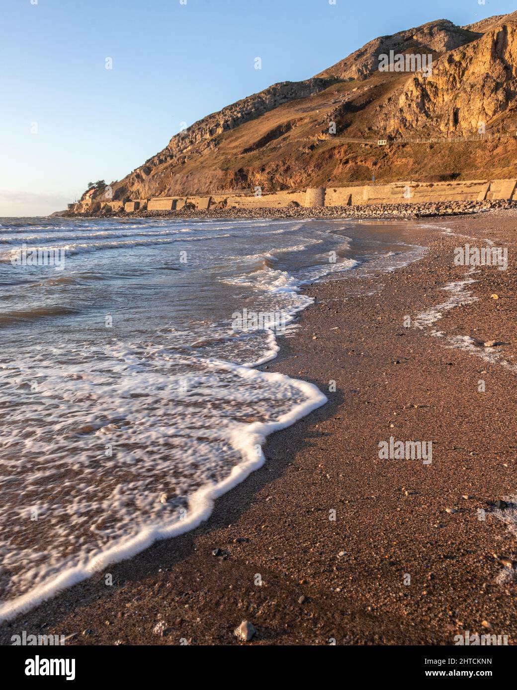 Great Orme headland from Llandudno West Shore on the North Wales coast Stock Photo