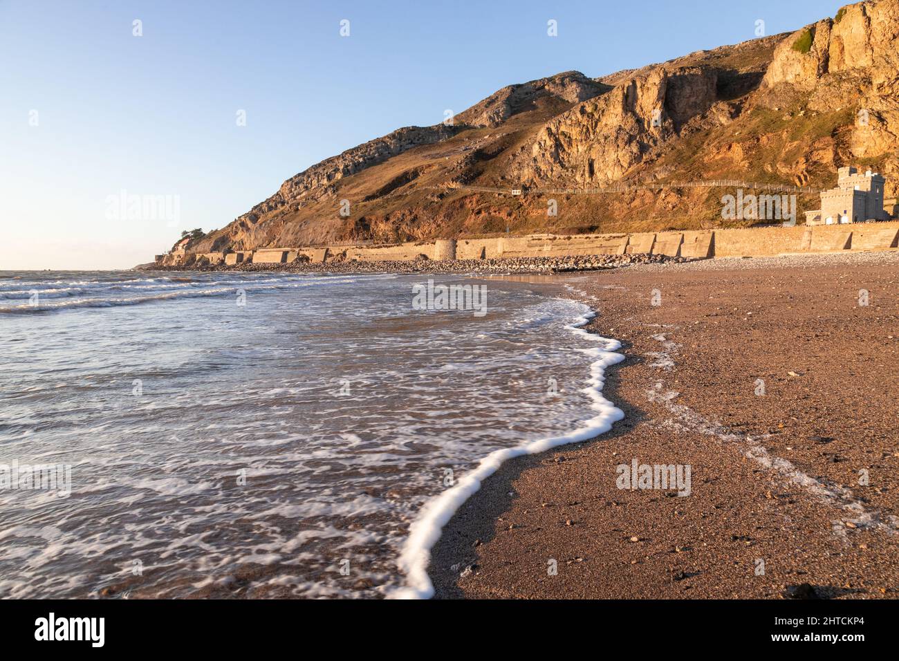 Great Orme headland from Llandudno West Shore on the North Wales coast Stock Photo
