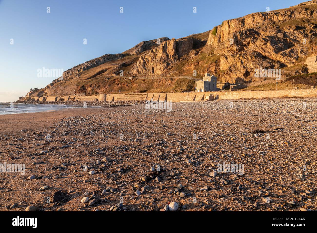 Great Orme headland from Llandudno West Shore on the North Wales coast Stock Photo