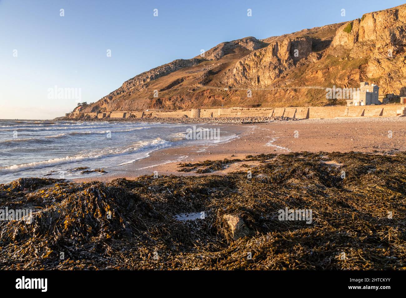 Great Orme headland from Llandudno West Shore on the North Wales coast Stock Photo